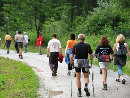 Die Marathonis vermischen sich nun mit den Wanderkollegen der kürzeren Strecken