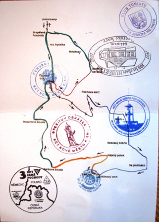 Streckenplan und Stempelkarte auf der Rückseite