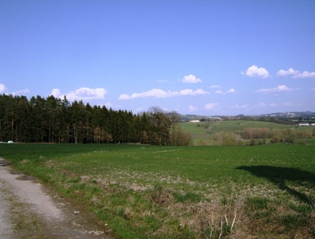 Blick ber die Landschaft Richtung Felsensteiner Kreuz