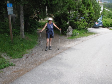Nach einem 'nicht nennenswerten' Anstieg schnauft unser Zirberl durch und genießt den Blick zu den Bergen